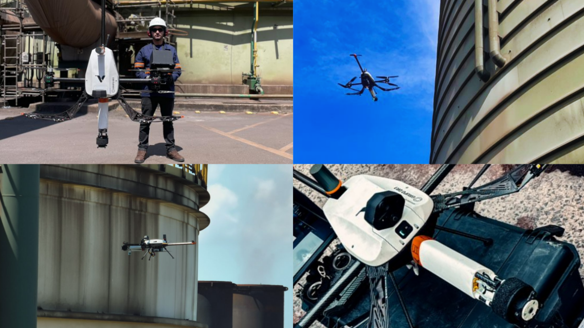 Grupo DR1 realiza inspeção com drones em chaminé da Raízen em apenas 1 dia
