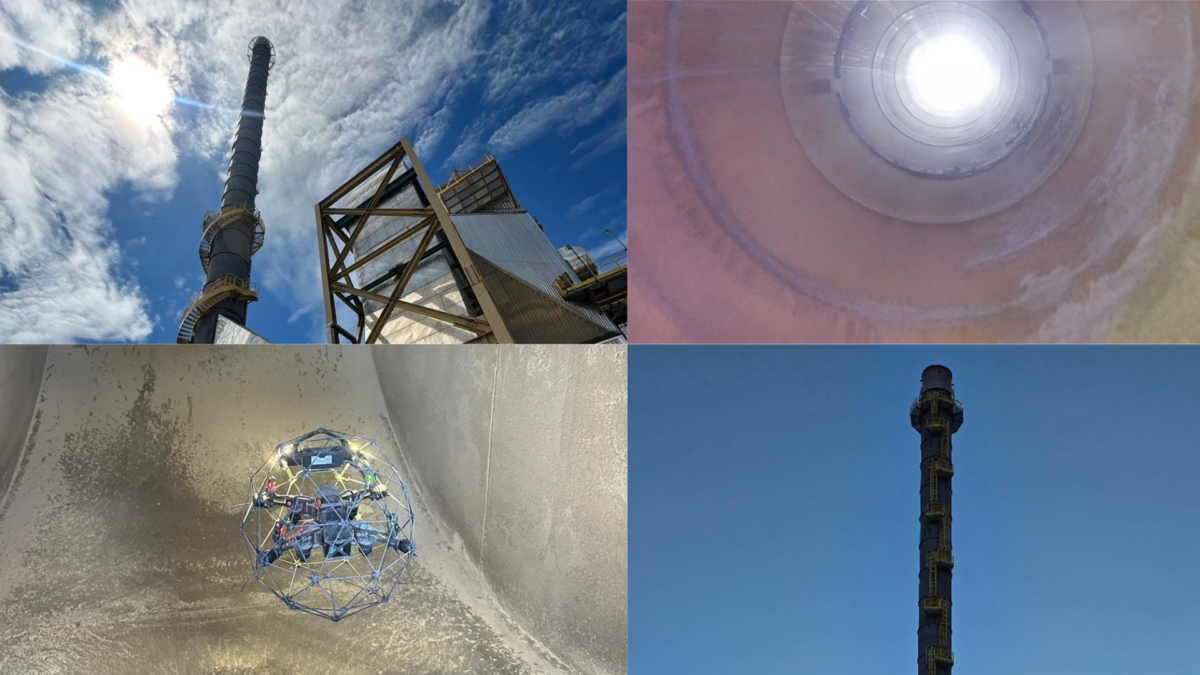 Inspeção interna de chaminé com drone em ambiente confinado garante segurança e precisão em indústria de grande porte